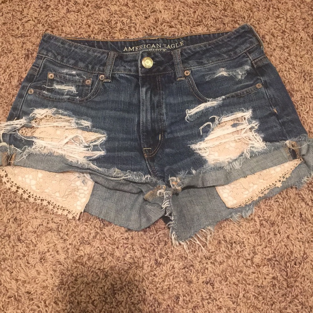 American Eagle Jean Shorts with Crochet Pockets